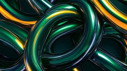 Wall Mural - colorful metallic loops intertwine, creating a dynamic and visually striking abstract composition.
