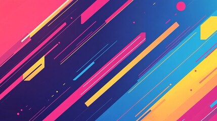 Wall Mural - abstract vibrant lines in pink, blue, and yellow create a dynamic and energetic visual.