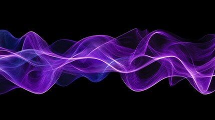 Wall Mural - vibrant purple and blue abstract waves flowing gracefully against a dark background.