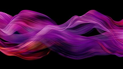 Wall Mural - abstract swirls of vibrant purple and orange hues create a dynamic wave-like effect against a black 