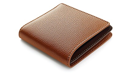 A brown leather wallet with a brown leather strap