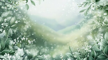 Wall Mural - Serene Green Nature Background with Blurred Spring Leaves