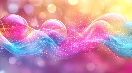 Wall Mural - Abstract colorful wave with sparkles and bokeh.