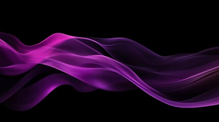 Wall Mural - abstract flowing waves in vibrant shades of purple and pink against a black background.