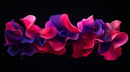 Wall Mural - vibrant abstract waves in shades of pink and purple against a dark background, creating a dynamic an