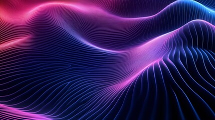 Wall Mural - abstract wavy patterns in vibrant pink and purple hues create a mesmerizing digital landscape.