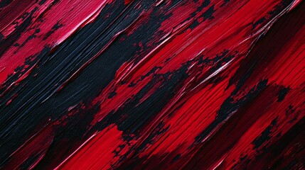 Wall Mural - vibrant red and deep black abstract texture showcasing dynamic brush strokes.