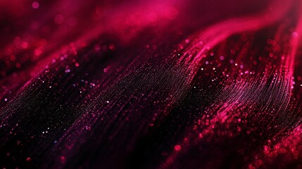 Wall Mural - a mesmerizing close-up of flowing red and black strands illuminated by sparkling glitter.
