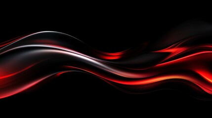 Wall Mural - abstract red and black waves flow smoothly across a dark background, creating a dynamic and elegant 