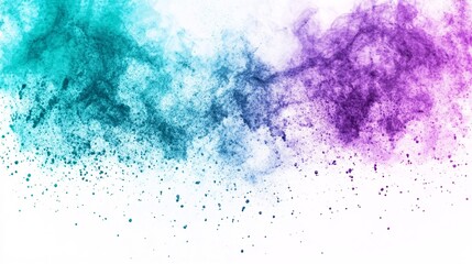 Wall Mural - vibrant abstract powder explosion in teal and purple hues, creating a dynamic visual effect.