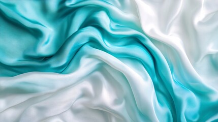 Wall Mural - flowing turquoise and white silk fabric creates a serene and elegant atmosphere.