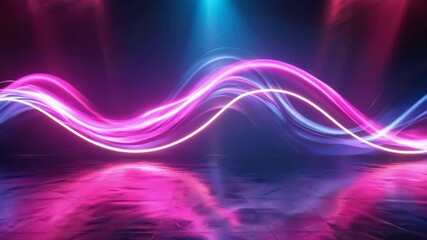 Wall Mural - video background with bright neon waves on a dark background. ideal for advertising night clubs, mus