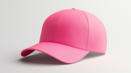 Wall Mural - Mock up blank pink snaback hat, white background.