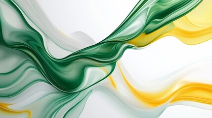 Wall Mural - abstract flowing waves in green and yellow hues, creating a vibrant, dynamic visual texture.