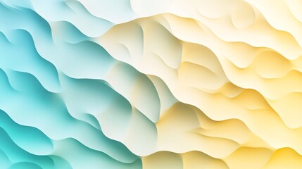 Wall Mural - a serene abstract background with soft waves in shades of aqua and soft yellow.