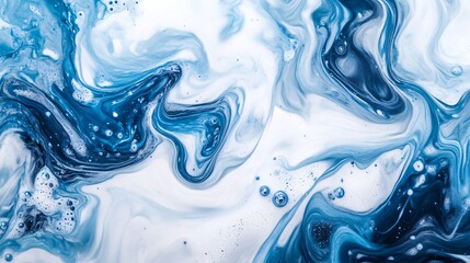 Wall Mural - abstract blue and white marble art, creating a serene and dynamic swirl effect.