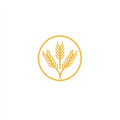 Wall Mural - Yellow wheat stalks in circle, white background. Food or agriculture symbol