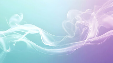 Wall Mural - mist creating graceful flows against a pastel lavender and aqua gradient backdrop, with even lightin