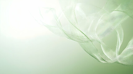 Wall Mural - mist creating intricate arcs against a solid light sage green background, brightly illuminated for d