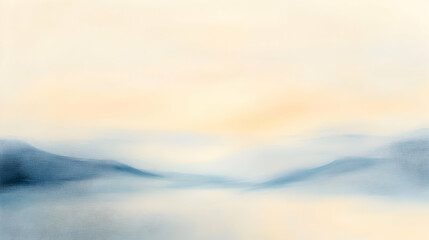 Wall Mural - mist dispersing subtly against a pale cream and sky blue background, softly illuminated for clear de