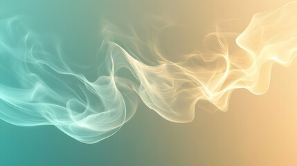 Wall Mural - mist forming intricate flows against a solid beige and teal background, brightly illuminated for max