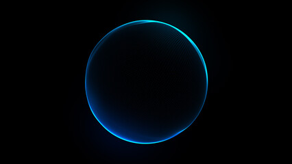 Wall Mural - blue futuristic technology 3d sphere. abstract sphere of light blue particles, lines, and dots. glow