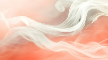 Wall Mural - steam clouds swirling into soft motions against a muted pastel coral and ivory background, illuminat