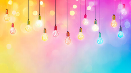 Leinwandbilder - Colorful hanging lights create a vibrant atmosphere in a festive celebration during evening hours