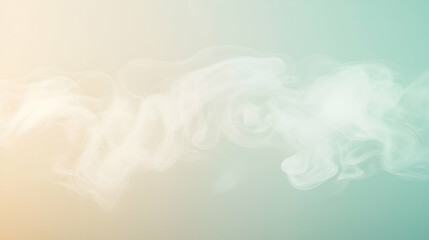 Wall Mural - steam forming dynamic swirls against a gradient ivory and mint backdrop, brightly lit for enhanced v