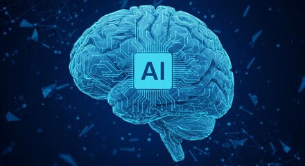 Wall Mural - digital brain with circuit and ai cocept. 3d rendering.