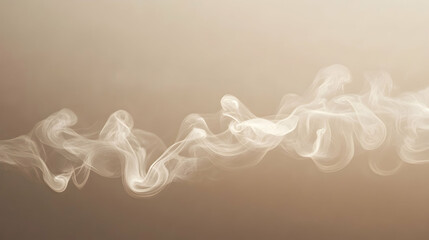 Wall Mural - steam rising delicately into intricate swirls against a muted sand-colored backdrop, evenly lit for 
