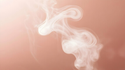 Wall Mural - Steam swirling dynamically into soft curls against a muted light apricot backdrop, evenly lit for detail