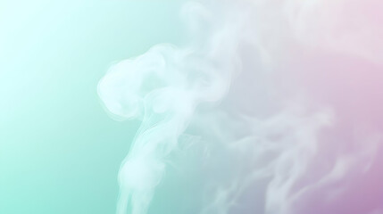 Wall Mural - steam swirling gently into a pale mint and lavender gradient backdrop, with soft lighting ensuring s