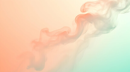 Wall Mural - steam swirling upward dynamically against a pastel peach and teal gradient backdrop, bright lighting
