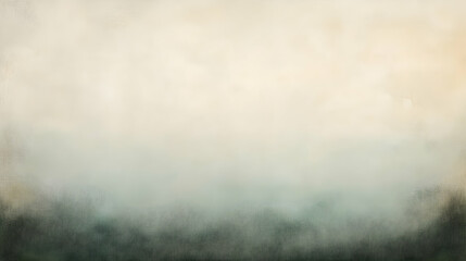 Wall Mural - thin fog rolling softly across a muted sage green and cream backdrop, softly illuminated for natural