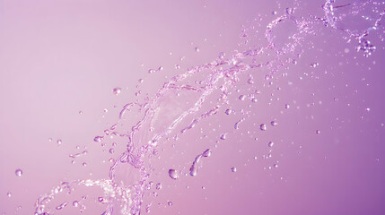 Wall Mural - water spray droplets forming abstract patterns against a gradient lavender backdrop, with focused an
