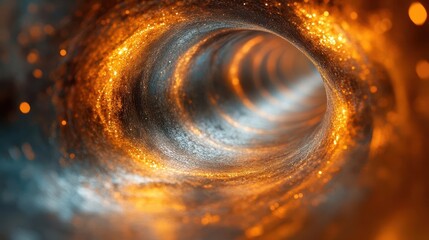 Wall Mural - cosmic nebula swirls in deep space rendered in metallic copper and azure tones