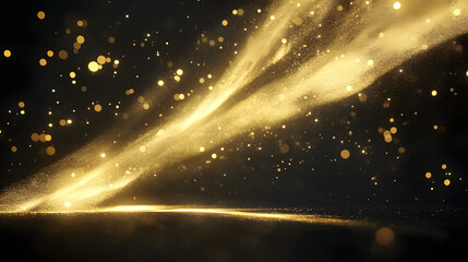 Wall Mural - radiant gold light beams shining over a black backdrop