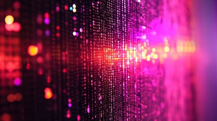 Leinwandbilder - Abstract Digital Matrix with Vibrant Pink and Orange Light Patterns : Generative AI