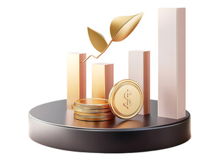 Wall Mural - png growth money isolated on transparent 3d podium background with wealth financial business success