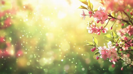 Naklejka na meble Beautiful Pink Cherry Tree Blossoms in Springtime Natural Light