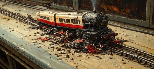 Wall Mural - The Derailed Toy Train, Panic Disorder