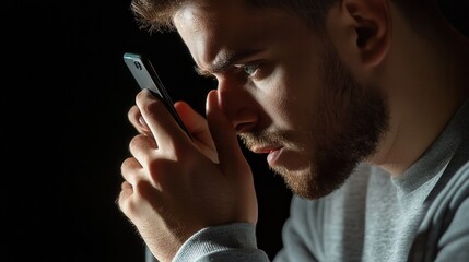 Poster - A person gripping a phone tightly, staring at an unanswered call with dread