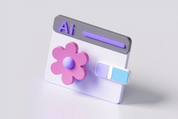 AI-powered design tool interface showcasing a flower graphic with color palette options.
