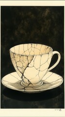 Wall Mural - The Cracked Teacup, Social Anxiety Disorder