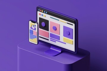 Responsive web design displayed on desktop and mobile, showcasing user interface and user experience.