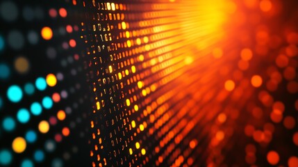 Leinwandbilder - Warm Orange and Teal LED Light Pattern for Modern Digital Art and Sleek Background Applications : Generative AI