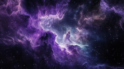 Canvas Print - abstract liquid nebula swirls in deep purple and teal, ethereal cosmic clouds with dynamic motion and luminescent particles against black void, cinematic lighting, ultra-detailed texture