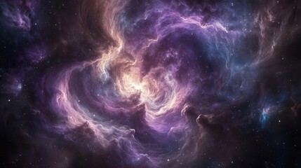 Canvas Print - abstract liquid nebula swirls in deep purple and teal, ethereal cosmic clouds with dynamic motion and luminescent particles against black void, cinematic lighting, ultra-detailed texture