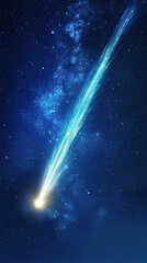 Wall Mural - a large shooting star falling through a dark night filled with stars, leaving its trail behind, an a